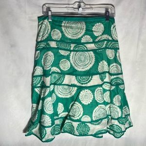 31-5 BCBGMAXAZRIA green white geometric floral cotton a-line skirt 8